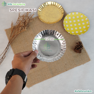Piring Kue Kertas Bulat 1 Pack 10 Pcs Motif Polkadot Emas Silver Piring Ulang Tahun Kue Tart isi 100 pcs