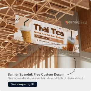 PRINT CETAK SPANDUK BANNER THAI TEA FREE REQUEST CUSTOM