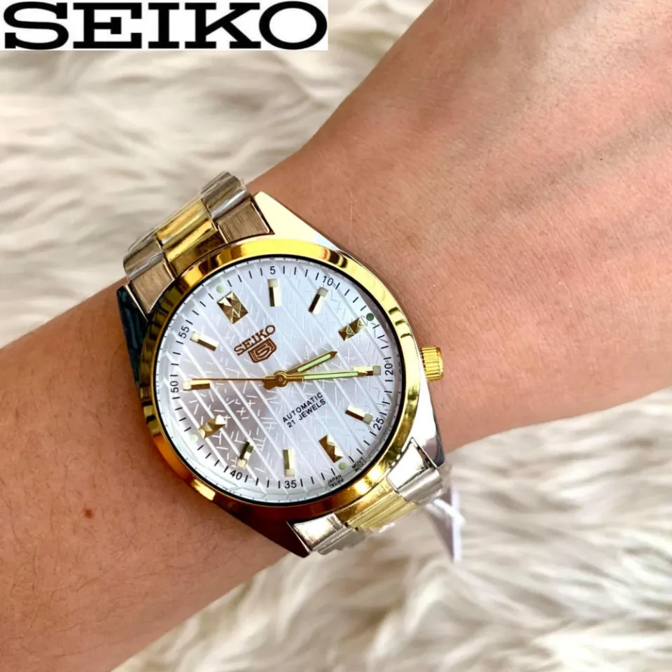 Seiko 5 21 Jewels Automatic Movement Silver Dial Two Tone