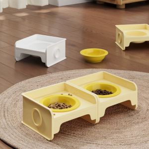 KZNAQQ ABS Holder Spill-proof Pet Bowl Set Removable Ceramic Basin Pet Dog Bowl Holder Convenient Non-Skid Cat Bowl Stand Pet