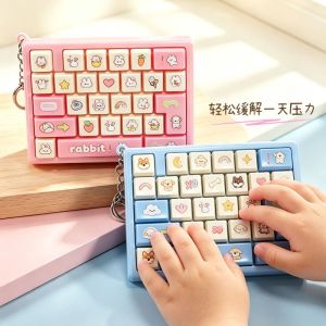ZYJC MALL 26 Key Decompression Button Toy Creative Style Cute Design Keyboard Keychain New Arrival Bag Hanging Ornament keyboard Pendant Children Use
