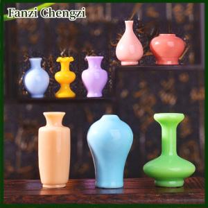 Fanzi 8pcs Mini Colorful Vase Bottles pots Handmade Dollhouse Miniatures Vase Doll House Decora Kitchen Ornament DIY Accessories