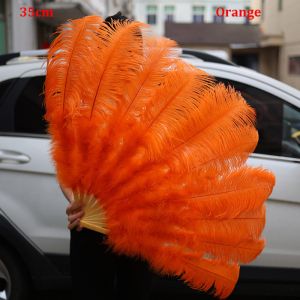 SZXBOGS 3052cm 3560cm Handheld Fur Fan Big Red Ostrich Runway  Props Performance Fur Fan Crafts  12 Bones Folding Fan