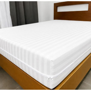 ANYA BEDDINGS HOTEL QUALITY SATIN STRIPE BED COVER / FOAM COVER – CANADIAN COTTON WITH LONG ZIPPER H&R