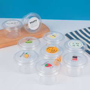 50pcs Dessert Cup With Lid Transparent Plastic Pudding Cup Disposable Mousse Dessert Container Clear Ice Cream Cup Cake Cup for Party