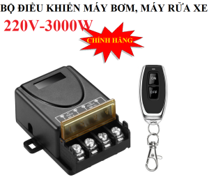 Bộ công tắc điều khiển từ xa không dây công suất lớn 220V 30A khoảng cách 100 mét sóng RF 433Mhz xuyên tường bật tắt máy bơm nước máy rửa xe...CÓ CHỨC NĂNG HỌC LỆNH cong tac dieu khien tu xa o cam dieu khien tu xa