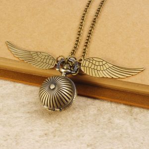 UNIITY Zinc Alloy Harry Potter Pocket Watch Vintage Big Wings Pendant Flying Snitch Ball Watch Retro Flip Lid Commemorative Watch Gift