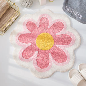 Flower Shape NonSlip Bath Floor Mat Bathroom Imitation Cashmere Absorbent Soft Rug QuickDrying Pad ChildrenS RoomCarpet