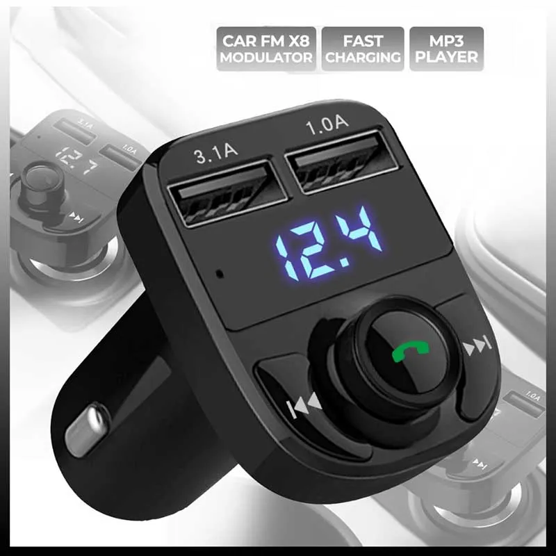 Car Charger FM Transmitter Bluetooth Hands-Free Phone with Charger
