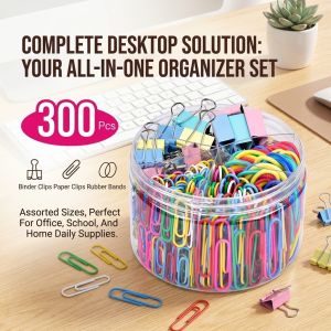 Colorful Binder Clips Black Paper Clips Assorted Stationery Set Office Supplies Rubber Bands Filing Clips Multi Purpose