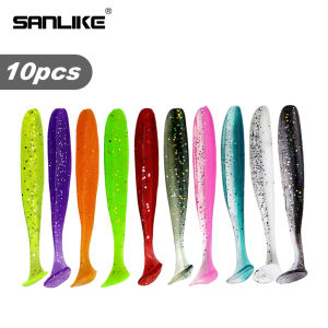 SANLIKE 10pcs Soft Plastic Fishing Lures Set Soft Bait T Tail Soft Bug Swimbaits Silicon Rubber Jig Fishing Bait Softworm
