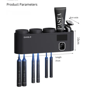 Smart Toothbrush Sterilizer UV Sterilization Toothbrush and Cup Holder Wall-Mounted Toothpaste Dispenser with Automatic Squeezer Chargeable for hotel families