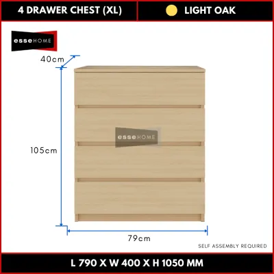 EsseHome 4 Layer Chest Drawer Papan Tebal Bigger Size Storage Almari Laci 3 Layer 2 Layer