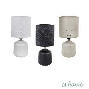 AT HOME Lighting Essential Zachary Table Lamp Embossed Geometric Ceramic Base Laser-Cut Fabric Nordic Home Decoration