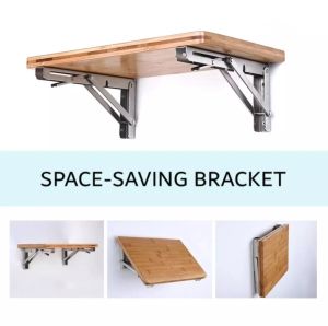 Wood Planks With Bending Brackets Set Adjustable Mounted Wall Bearing Plyboard Plywood Durable Shelf Bracket Triangle Shelf Supports Wall Mounted DIY Stainless Steel Table Bench Floating Shelf Brackets Floating Shelf Brackets Deep Shelf Foldable