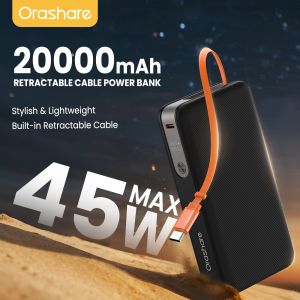 [ORASHARE PROMO] Orashare PR22 20000mAh Powerbank 45W Fast Charging Built in Retractable Type-C Cable Portable Charge