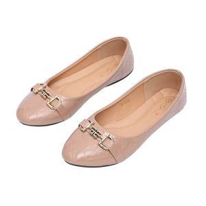 Womens Ballet Flats Black Beige Nude with Buckle Detail SK-609