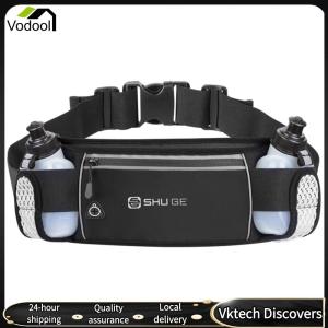 【Vodool】Running Belt with Bottles Waist Pack with Adjustable Strap Cycling Bag for Running Hiking Walking Cycling