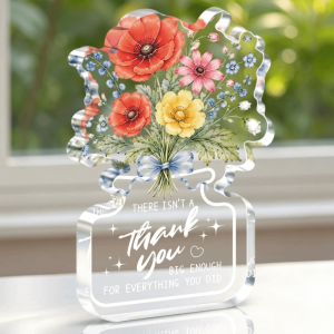 NOONOOR 2D Flat Acrylic Desk Decor Clear Acrylic Floral Design Acrylic Plaque Sign Festive Acrylic Ornament Christmas Celebration