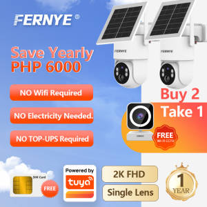 FERNYE S49‑SE Solar 4G CCTV Camera 2K FHD PTZ | BUY 2 TAKE1 Get Free W66 WiFi Camera | No WiFi No Power Required Tuya App Free VSIM Card Outdoor Farm Home Yard Surveillance