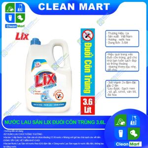 Nước Lau Sàn Lix 2x Đậm Đặc Đuổi Côn Trùng Can 3.6 lít - CLEAN MART