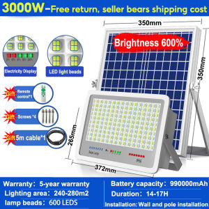 Solar Outdoor Light Waterproof Super Battery Life Solar Light Outdoor Auto On/Off Lampu Solar Solar Led Outdoor Light Free Solar Panel with Remote Control Solar Spotlight Outdoor Solar Led Outdoor Light Suitable for Patios Garages Gardens Verandas
