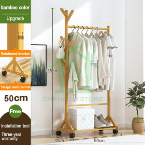 Bamboo Clothes Rack 50/60/80/100CM Coat Rack Stand Rak Baju Clothes Hanger Rak baju berdiri Pegang baju 衣帽架 衣架