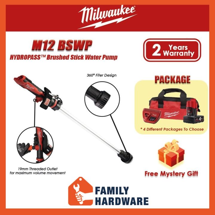 MILWAUKEE M12™ BSWP HYDROPASS™ Brushed Stick Water Pump Transfer Pump M12BSWP M12 BSWP Lazada