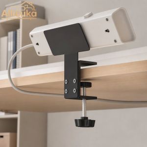 Allieuka Under Desk Power Strip Holder No Drill Cable Management Tray Adjustable Socket Organizer Shelf