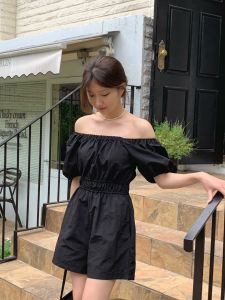 picnic jump suit 2color (ivory/black) จั๊มสูทผู้หญิง สามารถแต่งได้สองแบบ ทั้งเปิดไหล่และคอเหลี่ยม ชุดเซ็ทไปเที่