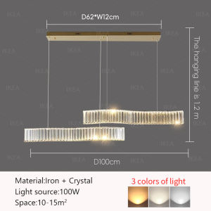 Modern Simple Living Room Light Luxury Crystal Bedroom Pendant Light New Long Dining Room Chandelier