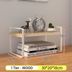 Desktop Bookshelf Stationery Desk Rack Student Dormitory Bookshelves Multi Story Frame For Office Workstations Wooden Keyboard Rack rak buku 桌面书架