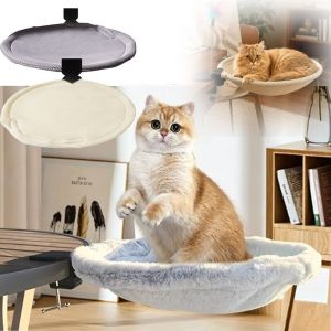 K9SEQ Space Saving Cat Hammock Fabric Breathable Mesh Cat Bed Desk Plush Surface Foldable Cat Nest Hammock Window Use