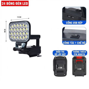 Đèn LED Dùng Pin 24–55 Bóng Siêu Sáng | Chiếu Xa Góc Rộng | Dùng Pin Tháo Lắp Tiện Lợi | Đèn Làm Việc Đi Rừng Công Trình