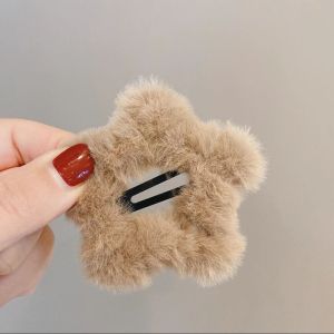 Kẹp cho phụ nữ tóc hình ngôi sao mềm mại phụ kiện tóc mùa đông dễ thương với thiết kế lông mềm mại kẹp tóc phong cách Hàn Quốc ngọt ngào