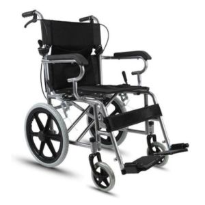 wheelchair รถเข็นผู้ป่วย พับได้ น้ำหนักเบา กะทัดรัด ล้อ 16 นิ้ว มีเบรค หน้าหลัง 4 จุด เหล็กพ่นสีเทา วีลแชร์ รุ่น