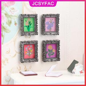 JCSYFAC 2 bức Tranh sơn dầu khung hình Manny cổ điển thu nhỏ 1:12 cho nhà búp bê mini