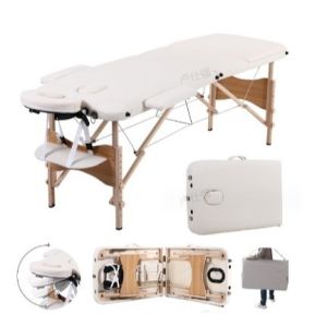 Nearra Portable Triple Folding Leather Massage Bed: Professional Beauty Spa Bed for Home Use