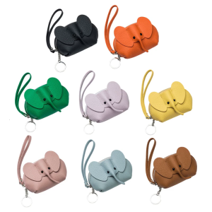 Elegant Charm Elephant Print Leather Holders Zippered Purse for Cards and