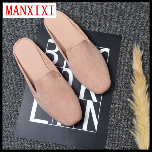 MANXIXI Brand Korean Version Flat Slippers Mules Sandals Big Size Leisure Shoes For Women (32-44 Size)