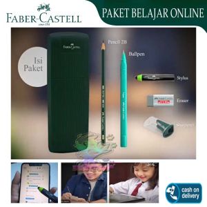 Paket Belajar Online Faber Castell  Stylus Pen Pensil 2B Penghapus Rautan Tempat Pensil Tulis Kantor ATK Pencil