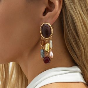 CWIE1 Tassel Dangle Earrings Exaggerated Shape Resin Eardrop Irregular Bohemian Women Jewelry Lady