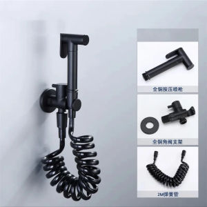 Toilet Shower Bidet Spray Faucet Sets Wall Mounted Chrome/Black/Grey Metal Brass For Bathroom Toilet Spring PVC SS Hose