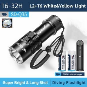 SmilingShark DivingFlashlight Led P70 5000LM Super Bright Professional Underwater Diving Torch Light Equipment USB Rechargeable Diving Lamp Outdoor Waterproof 26650 Battery torch