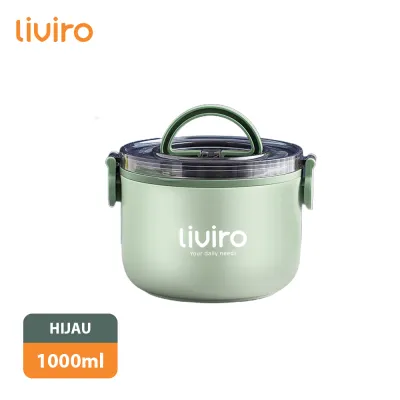 Liviro Kotak Makan Tempat Bekal Lunchbox Rantang 1 Tingkat 1000 ml Anti Bocor Free Sendok BPA FREE