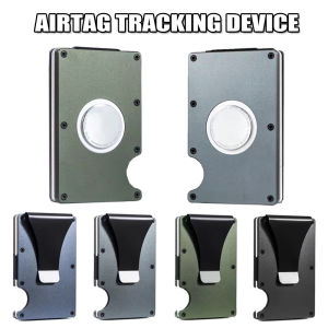 Carbon Fiber Airtag Wallet Men Business ID Credit Card Holder Tracking Device Metal Wallet Aluminum Alloy RFID Money Clip Purse Without Tracker