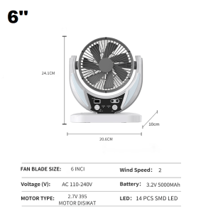 100% Ori Portabel Kipas Angin Desk Fan 8 inch 3-In-1 Multifungsi Benih