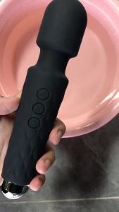 Powerful Handheld Cordless Personal Wand Massager with Memory Feature Waterproof USB Rechargeable Massage 20 Vibrations Patterns 8 Speeds Skin Soft Silicone Electric Massager for Body Massage (Black)