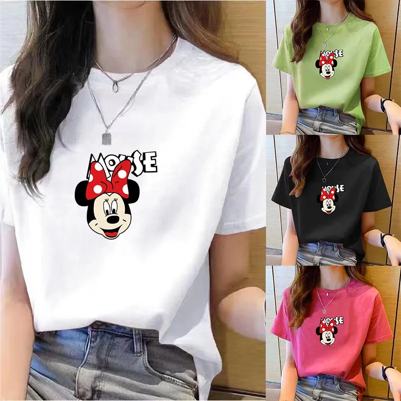 plus size women t shirt M 4XL summer new short sleeve mickey printed baggy tshirt for women round neck casual simple women top