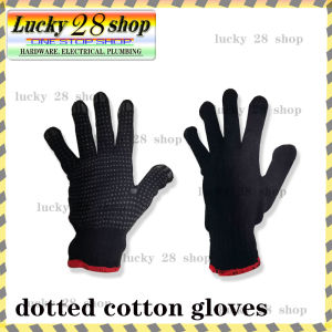 BLACK COTTON DOTTED GLOVES WITH RUBBER DOTS ( SOLD PER PAIR )
